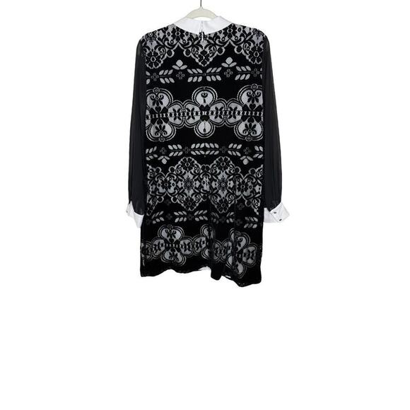 CeCe Velvet Floral Collared Dress Long Sheer Sleeves Women’s Size 14 - Picture 4 of 9